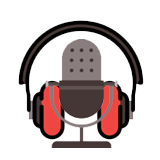 Retro microphone with red headphones