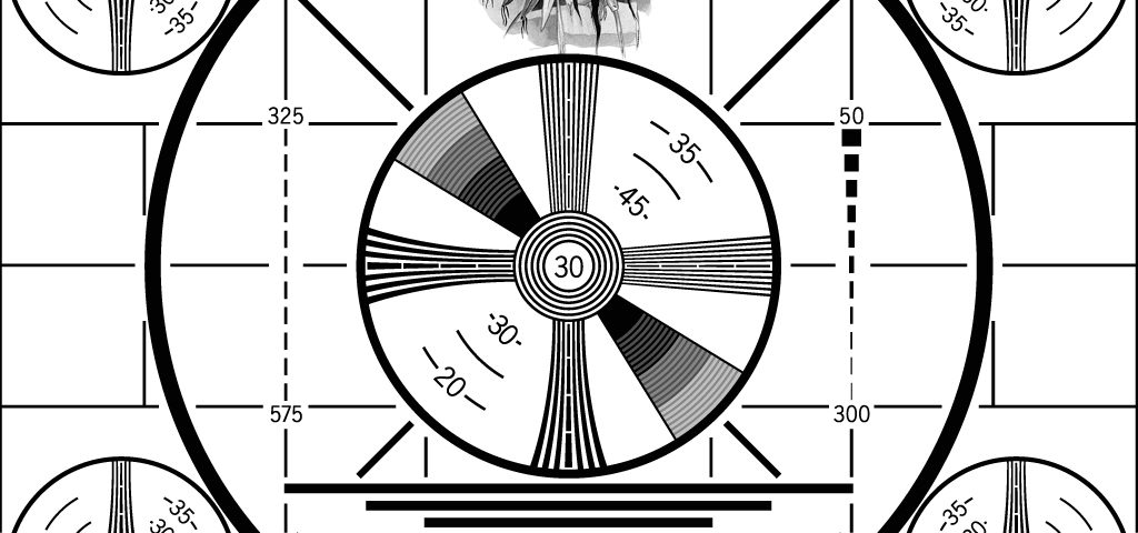 Black-and-white vintage TV test pattern